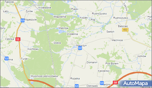 mapa Mikorzyn gmina Kępno, Mikorzyn gmina Kępno na mapie Targeo