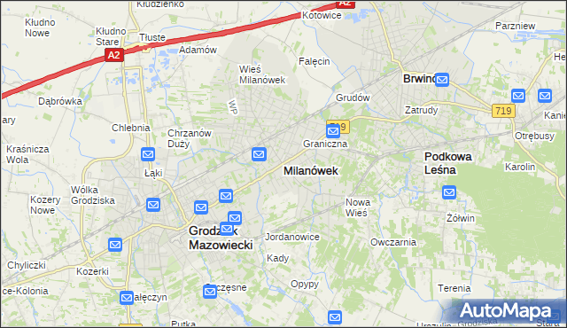 mapa Milanówek, Milanówek na mapie Targeo