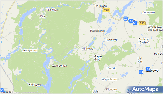 mapa Minikowo gmina Lubiewo, Minikowo gmina Lubiewo na mapie Targeo