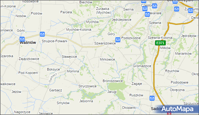 mapa Mirkowice gmina Bodzechów, Mirkowice gmina Bodzechów na mapie Targeo