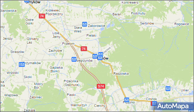 mapa Mniów, Mniów na mapie Targeo