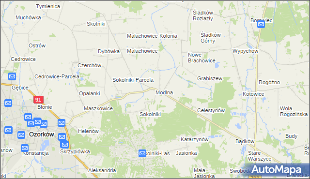 mapa Modlna, Modlna na mapie Targeo