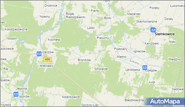 mapa Mokre gmina Siemkowice, Mokre gmina Siemkowice na mapie Targeo