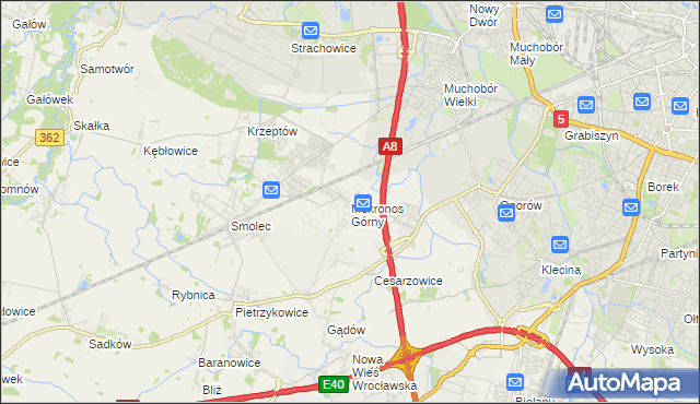 mapa Mokronos Górny, Mokronos Górny na mapie Targeo