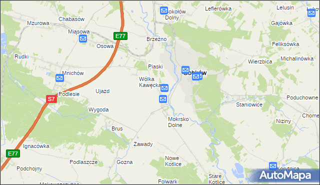 mapa Mokrsko Górne, Mokrsko Górne na mapie Targeo