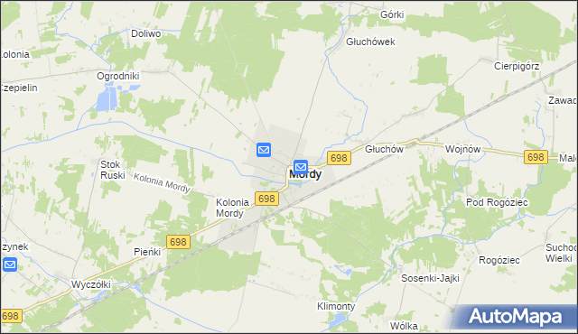 mapa Mordy, Mordy na mapie Targeo