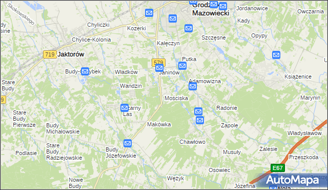 mapa Mościska gmina Grodzisk Mazowiecki, Mościska gmina Grodzisk Mazowiecki na mapie Targeo