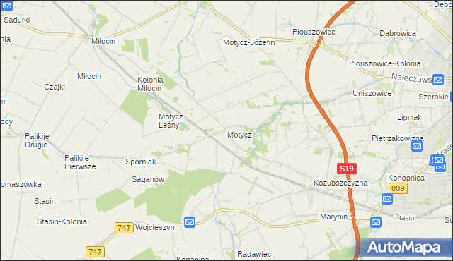 mapa Motycz, Motycz na mapie Targeo