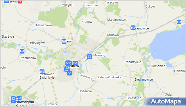 mapa Mrowiny gmina Żarów, Mrowiny gmina Żarów na mapie Targeo