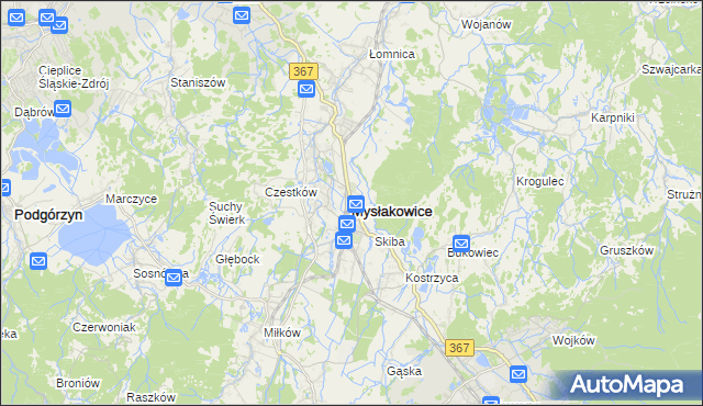 mapa Mysłakowice, Mysłakowice na mapie Targeo