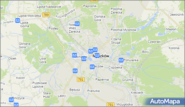 mapa Myszków, Myszków na mapie Targeo