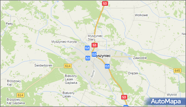 mapa Myszyniec, Myszyniec na mapie Targeo
