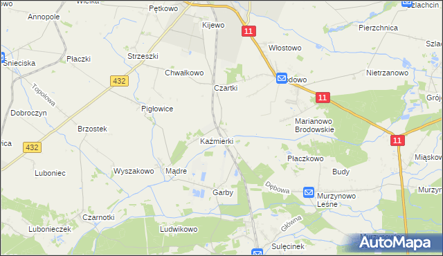 mapa Nadziejewo gmina Środa Wielkopolska, Nadziejewo gmina Środa Wielkopolska na mapie Targeo