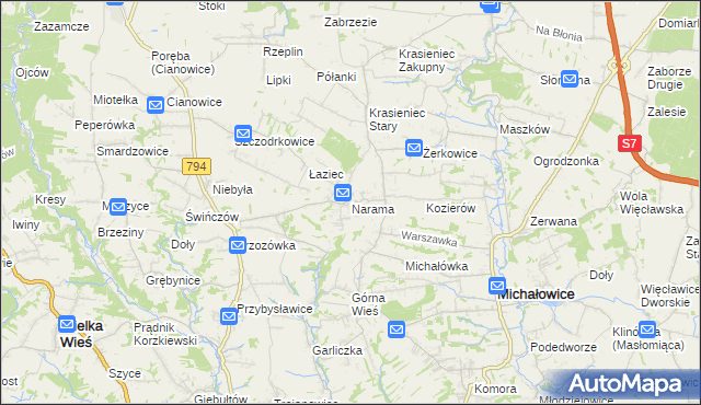mapa Narama, Narama na mapie Targeo