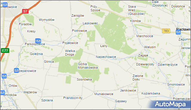 mapa Nasiechowice, Nasiechowice na mapie Targeo