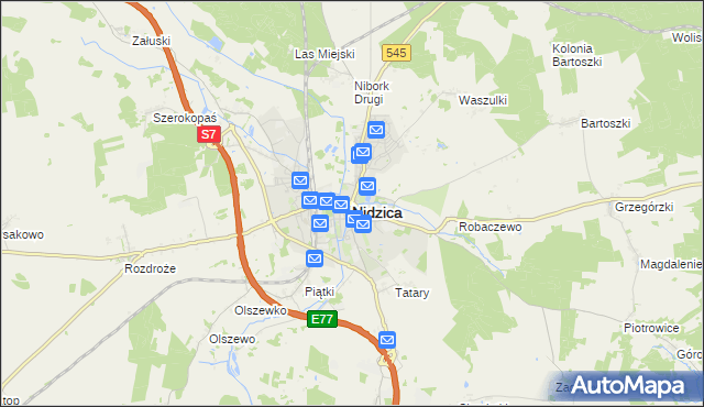 mapa Nidzica, Nidzica na mapie Targeo
