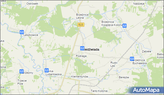 mapa Niedźwiada powiat lubartowski, Niedźwiada powiat lubartowski na mapie Targeo