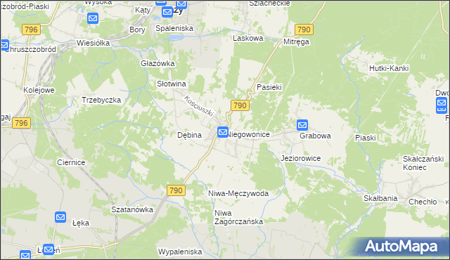 mapa Niegowonice, Niegowonice na mapie Targeo