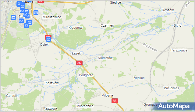 mapa Niemstów gmina Lubin, Niemstów gmina Lubin na mapie Targeo