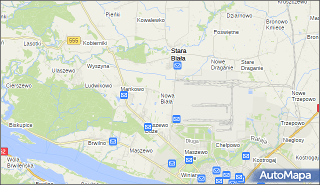 mapa Nowa Biała gmina Stara Biała, Nowa Biała gmina Stara Biała na mapie Targeo