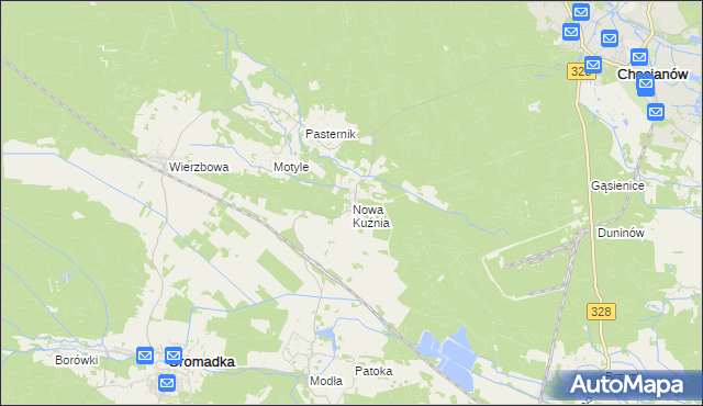 mapa Nowa Kuźnia gmina Gromadka, Nowa Kuźnia gmina Gromadka na mapie Targeo