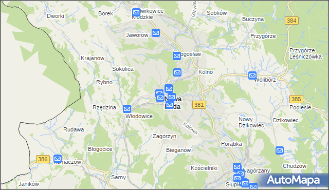 mapa Nowa Ruda powiat kłodzki, Nowa Ruda powiat kłodzki na mapie Targeo