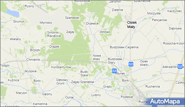 mapa Nowa Wieś gmina Osiek Mały, Nowa Wieś gmina Osiek Mały na mapie Targeo