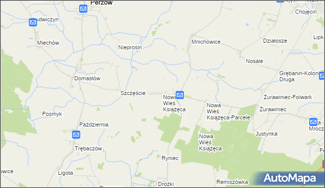 mapa Nowa Wieś Książęca gmina Bralin, Nowa Wieś Książęca gmina Bralin na mapie Targeo