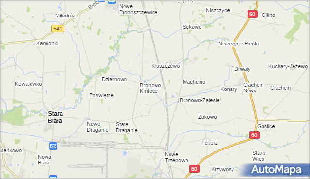 mapa Nowe Bronowo, Nowe Bronowo na mapie Targeo