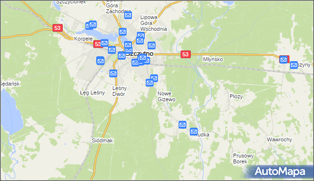 mapa Nowe Gizewo, Nowe Gizewo na mapie Targeo