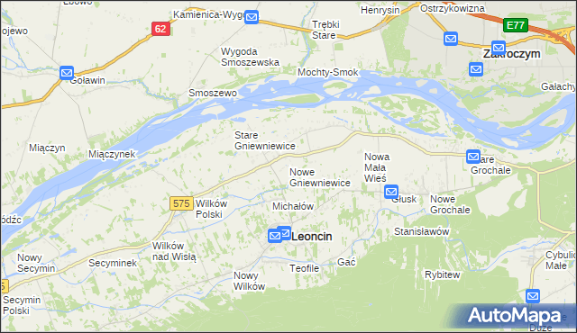 mapa Nowe Gniewniewice, Nowe Gniewniewice na mapie Targeo