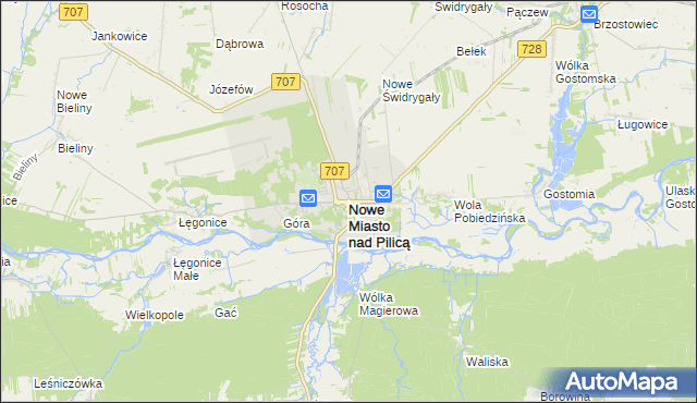 mapa Nowe Miasto nad Pilicą, Nowe Miasto nad Pilicą na mapie Targeo