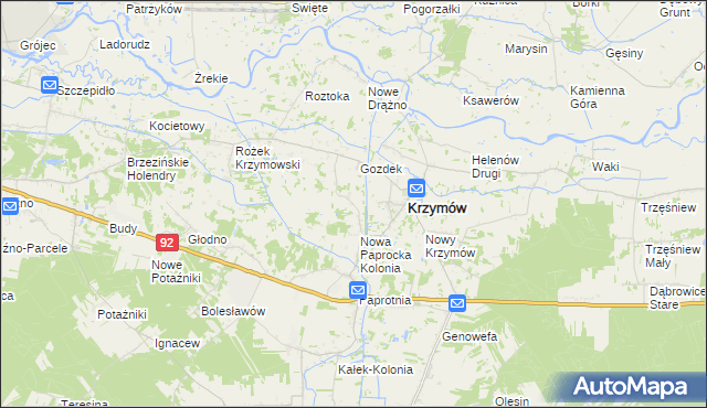 mapa Nowe Paprockie Holendry, Nowe Paprockie Holendry na mapie Targeo