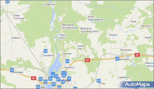 mapa Nowe Tłoki, Nowe Tłoki na mapie Targeo