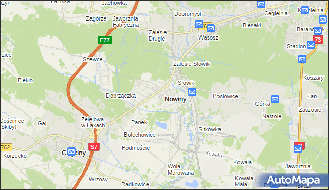 mapa Nowiny gmina Sitkówka-Nowiny, Nowiny gmina Sitkówka-Nowiny na mapie Targeo