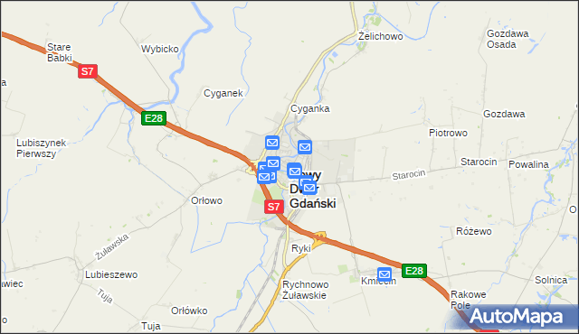 mapa Nowy Dwór Gdański, Nowy Dwór Gdański na mapie Targeo
