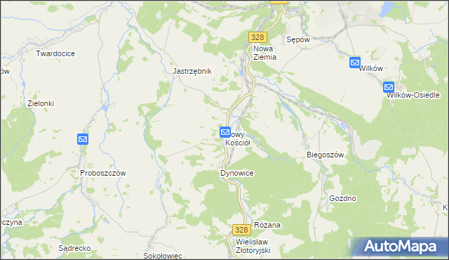 mapa Nowy Kościół, Nowy Kościół na mapie Targeo