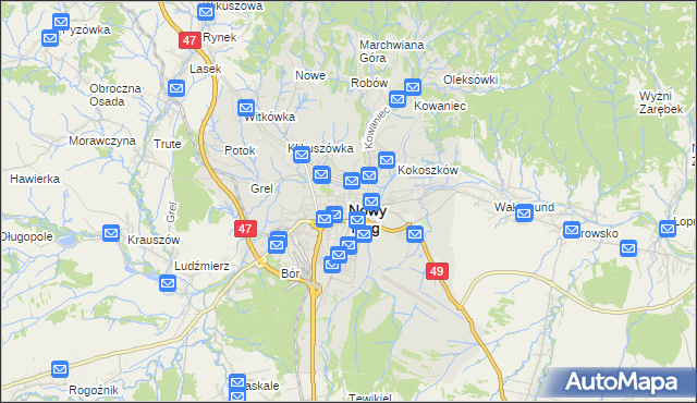 mapa Nowego Targu, Nowy Targ na mapie Targeo