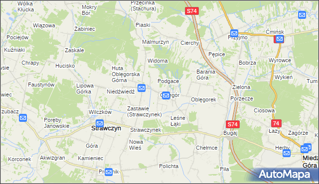 mapa Oblęgór, Oblęgór na mapie Targeo