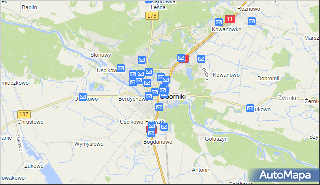 mapa Oborniki, Oborniki na mapie Targeo