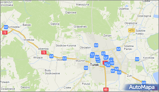 mapa Obrzębin, Obrzębin na mapie Targeo