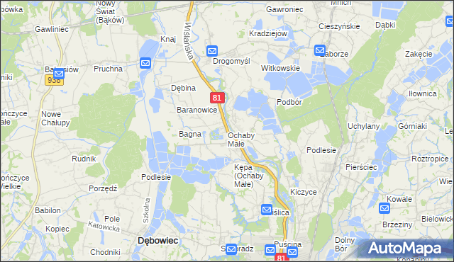 mapa Ochaby Małe, Ochaby Małe na mapie Targeo