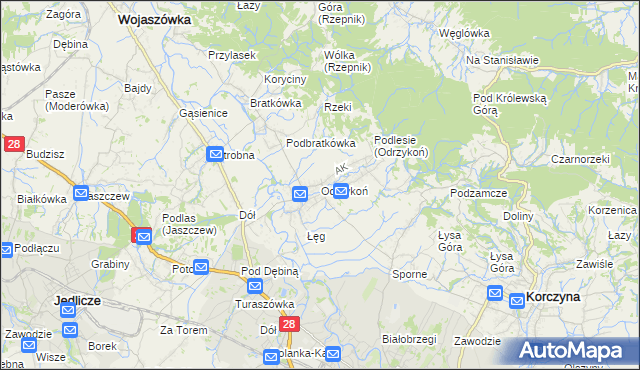 mapa Odrzykoń, Odrzykoń na mapie Targeo