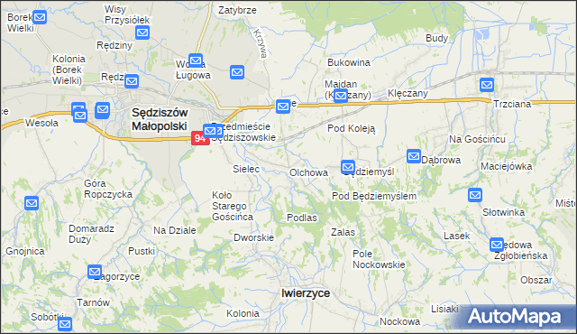 mapa Olchowa gmina Iwierzyce, Olchowa gmina Iwierzyce na mapie Targeo