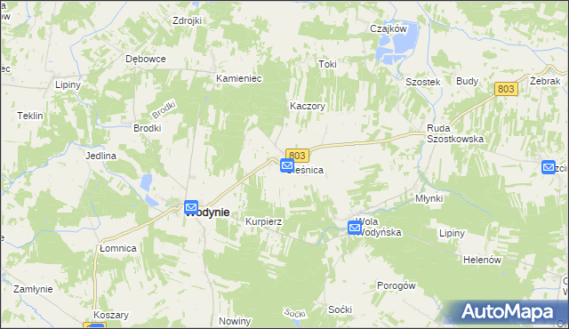 mapa Oleśnica gmina Wodynie, Oleśnica gmina Wodynie na mapie Targeo