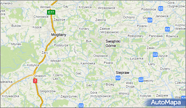 mapa Olszowice, Olszowice na mapie Targeo