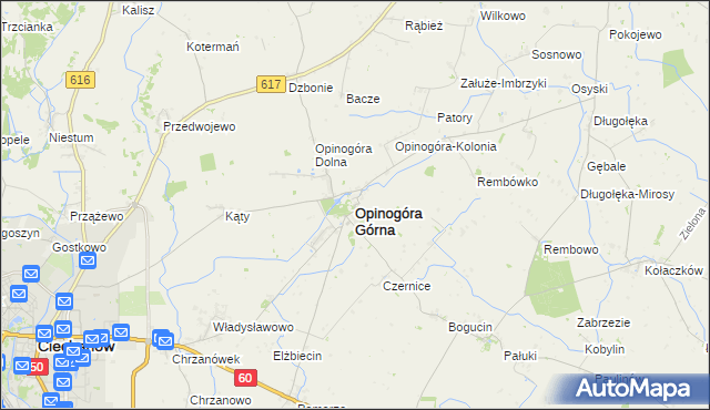mapa Opinogóra Górna, Opinogóra Górna na mapie Targeo
