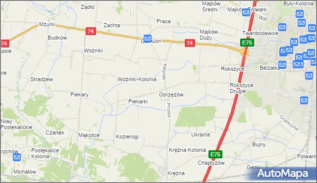 mapa Oprzężów, Oprzężów na mapie Targeo
