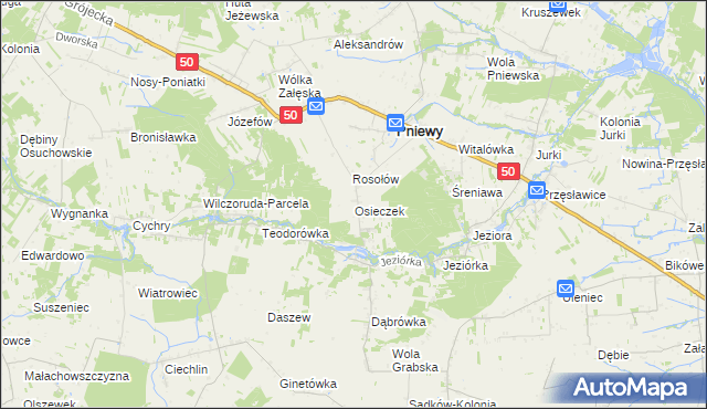 mapa Osieczek gmina Pniewy, Osieczek gmina Pniewy na mapie Targeo