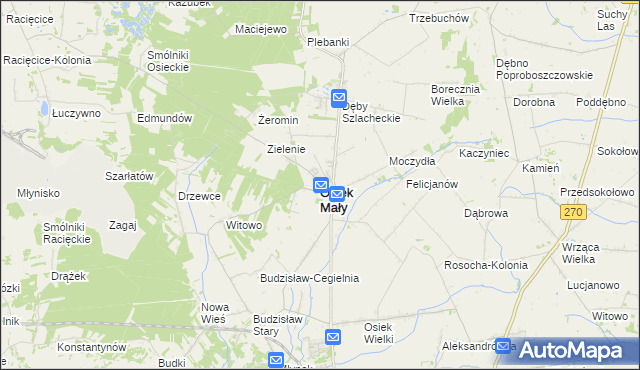 mapa Osiek Mały powiat kolski, Osiek Mały powiat kolski na mapie Targeo